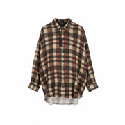 R13 Shredded Seam Drop Neck Women Shirt XL Plaid FW25 RRP945