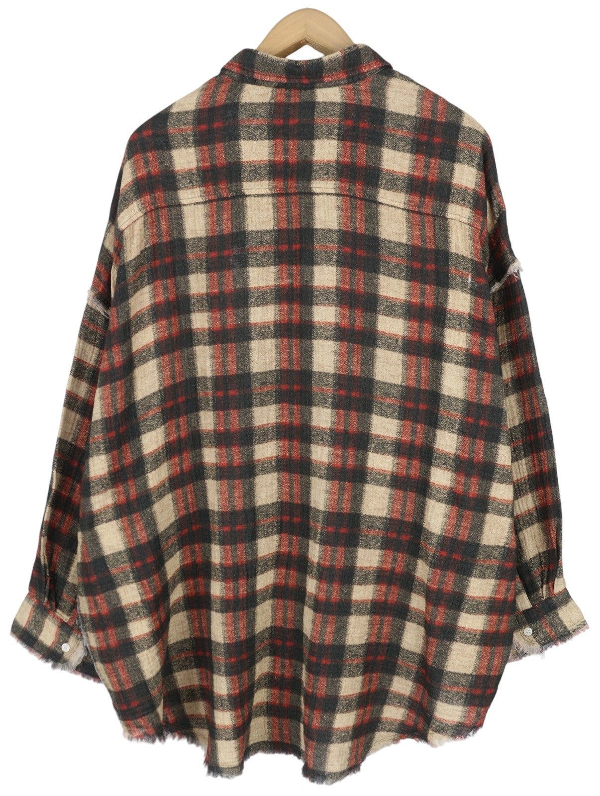 R13 Shredded Seam Drop Neck Women Shirt XL Plaid FW25 RRP945