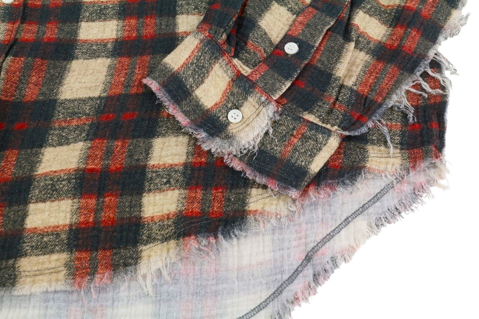 R13 Shredded Seam Drop Neck Women Shirt XL Plaid FW25 RRP945