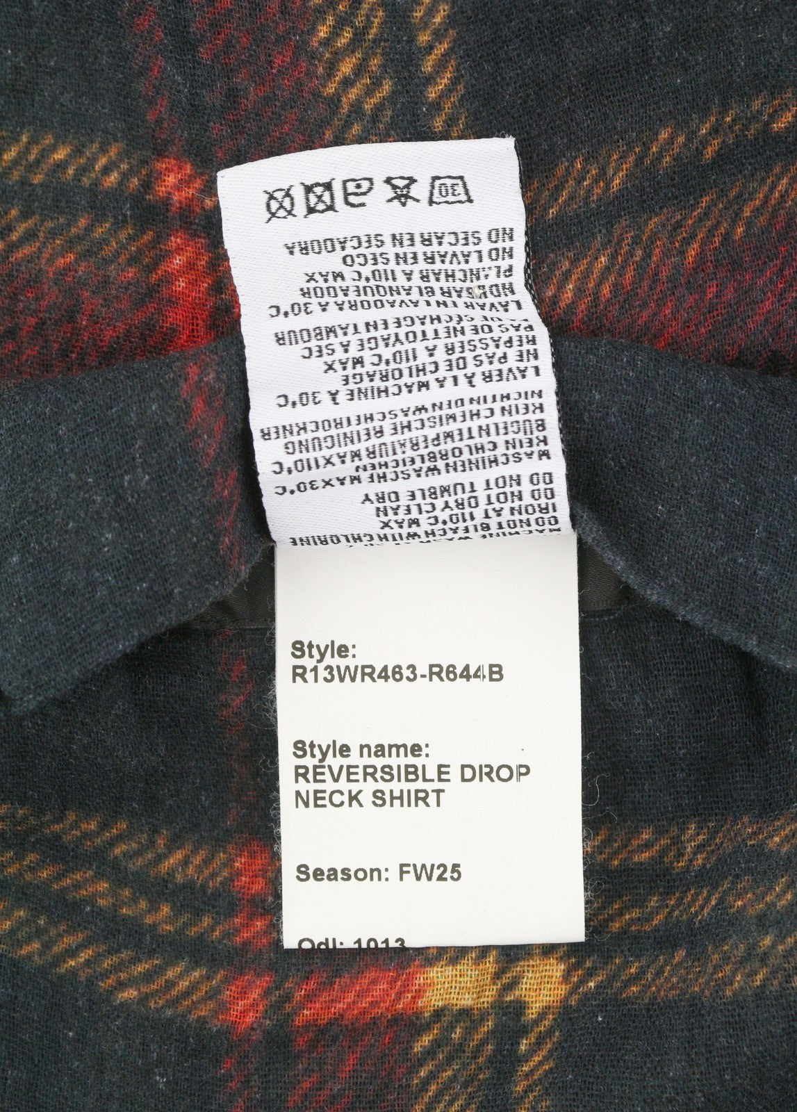 R13 Reversible Drop Neck Women Shirt S Red Plaid FW25 RRP1045