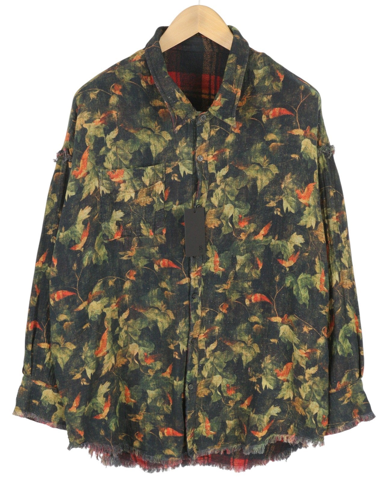 R13 Reversible Drop Neck Women Shirt S Red Plaid FW25 RRP1045