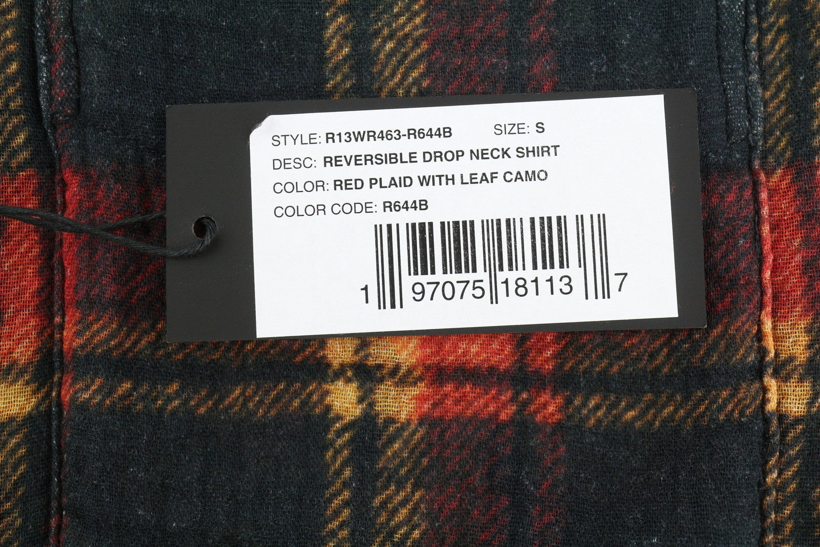 R13 Reversible Drop Neck Women Shirt S Red Plaid FW25 RRP1045