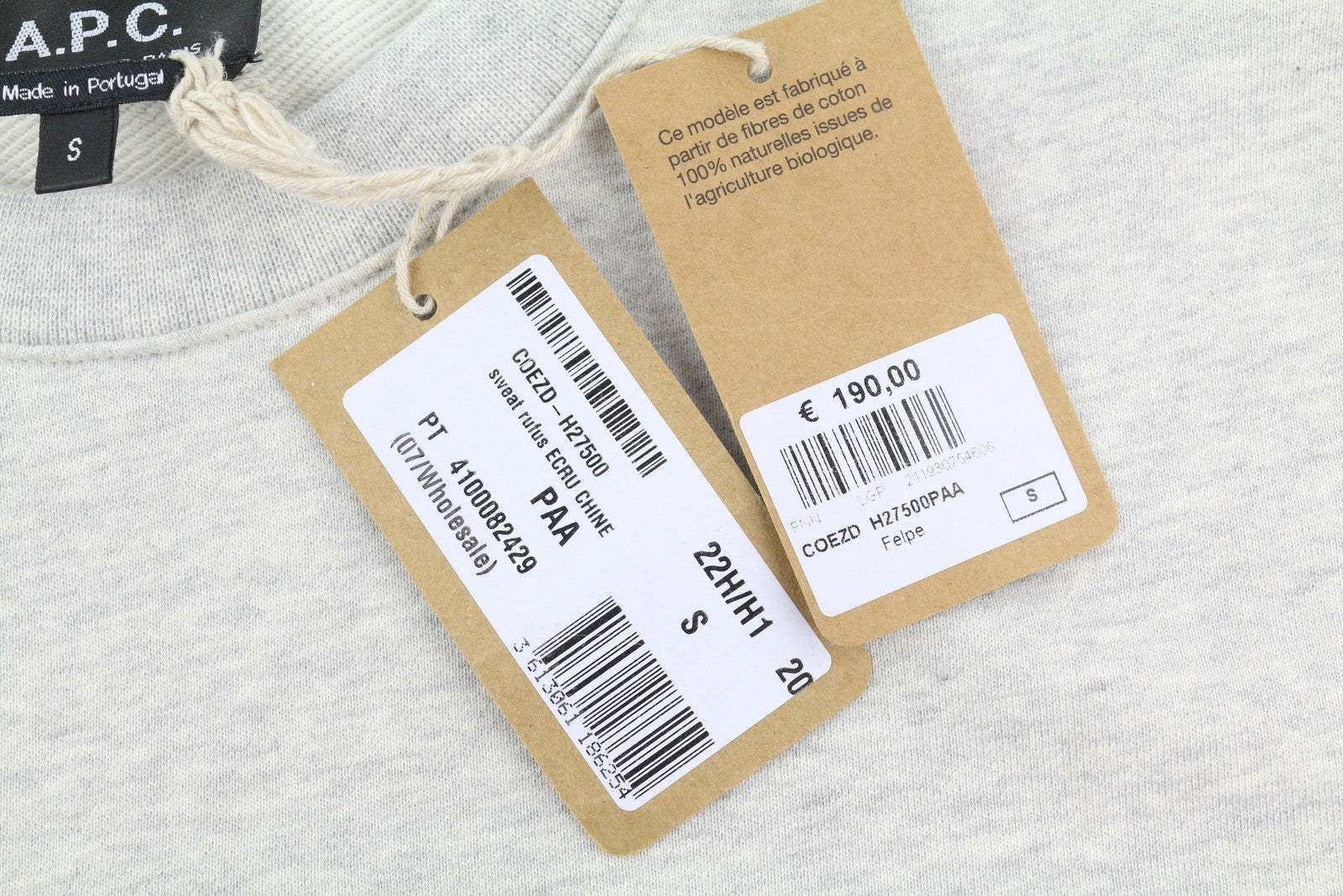 A.P.C. Rufus Men Sweatshirt S Grey Cotton Crew Neck RRP190