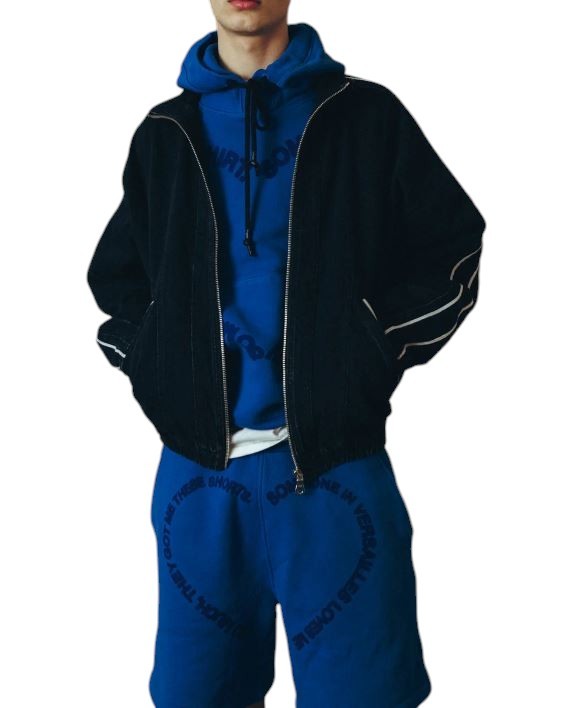 LE PERE Denim Track Men Jacket S Black Full Zip RRP379