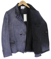 LE PERE Denim Men Blazer M Purple Waxed Single Breasted