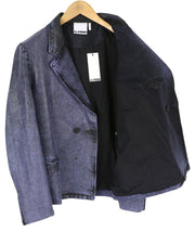 LE PERE Denim Men Blazer S Purple Waxed Single Breasted