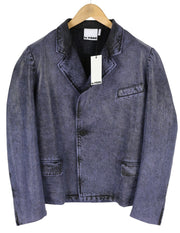 LE PERE Denim Men Blazer S Purple Waxed Single Breasted