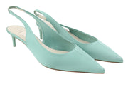 MAX MARA Women Heels EU40 Mint Blue Satin Slingbacks Pointed Toe RRP429