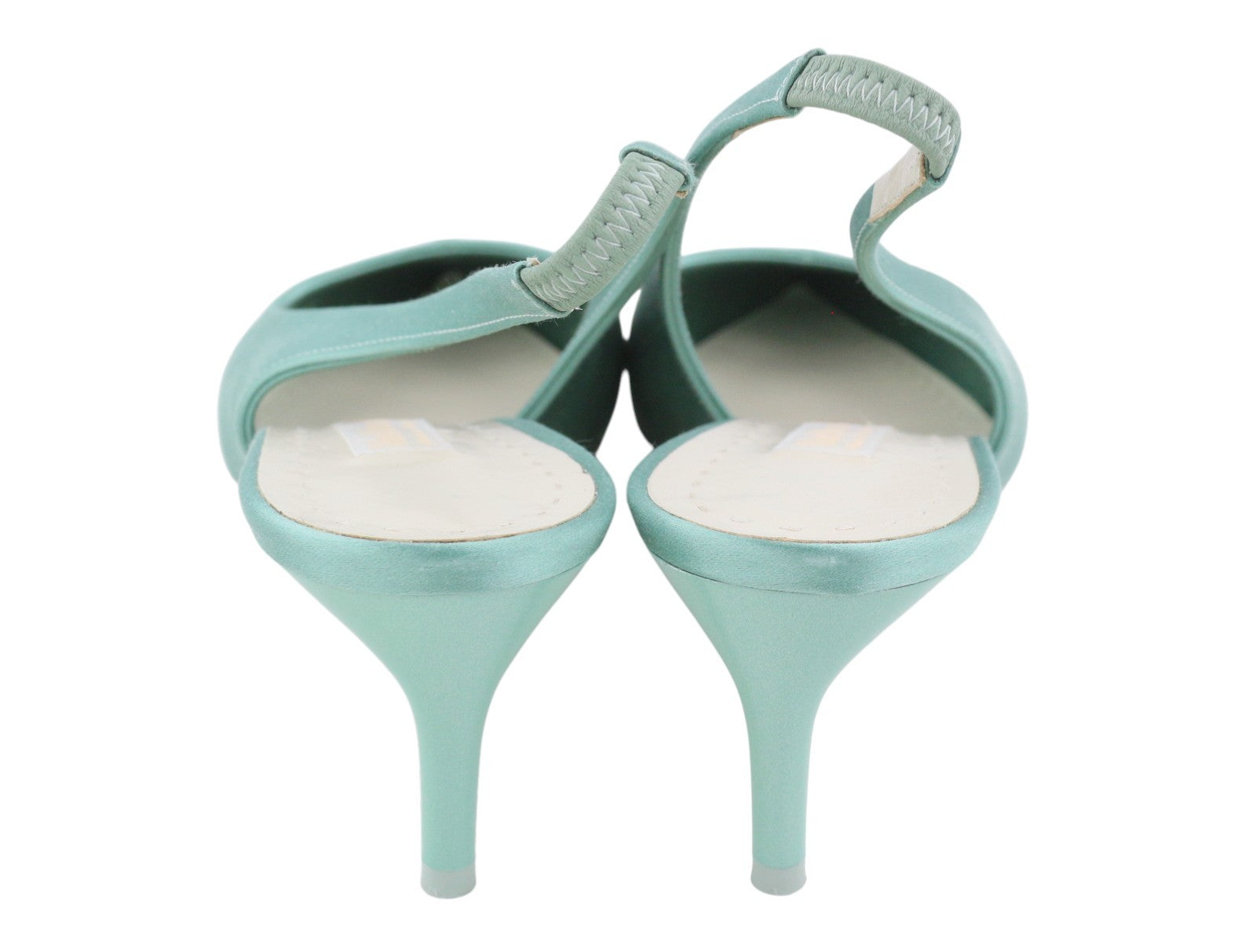 MAX MARA Women Heels EU40 Mint Blue Satin Slingbacks Pointed Toe RRP429