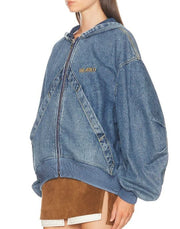 THE ATTICO Women Jacket 42 Blue Denim Bomber Hooded RRP1550