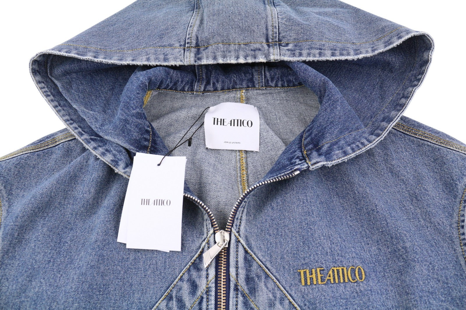 THE ATTICO Women Jacket 42 Blue Denim Bomber Hooded RRP1550
