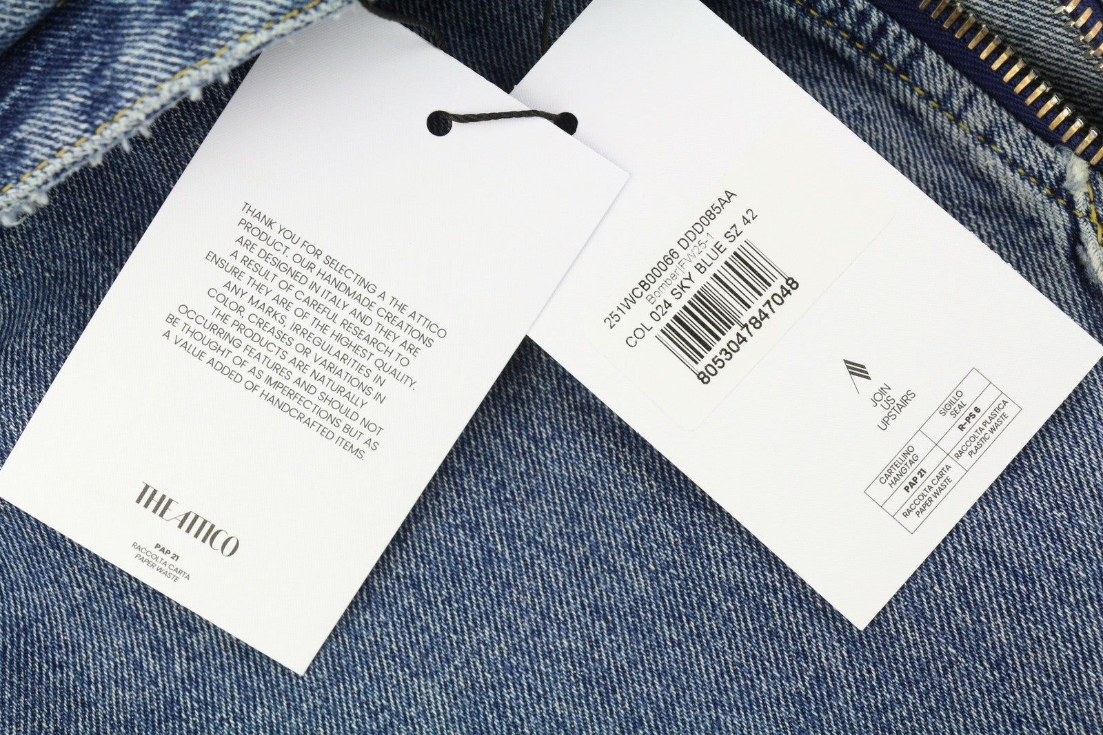 THE ATTICO Women Jacket 42 Blue Denim Bomber Hooded RRP1550