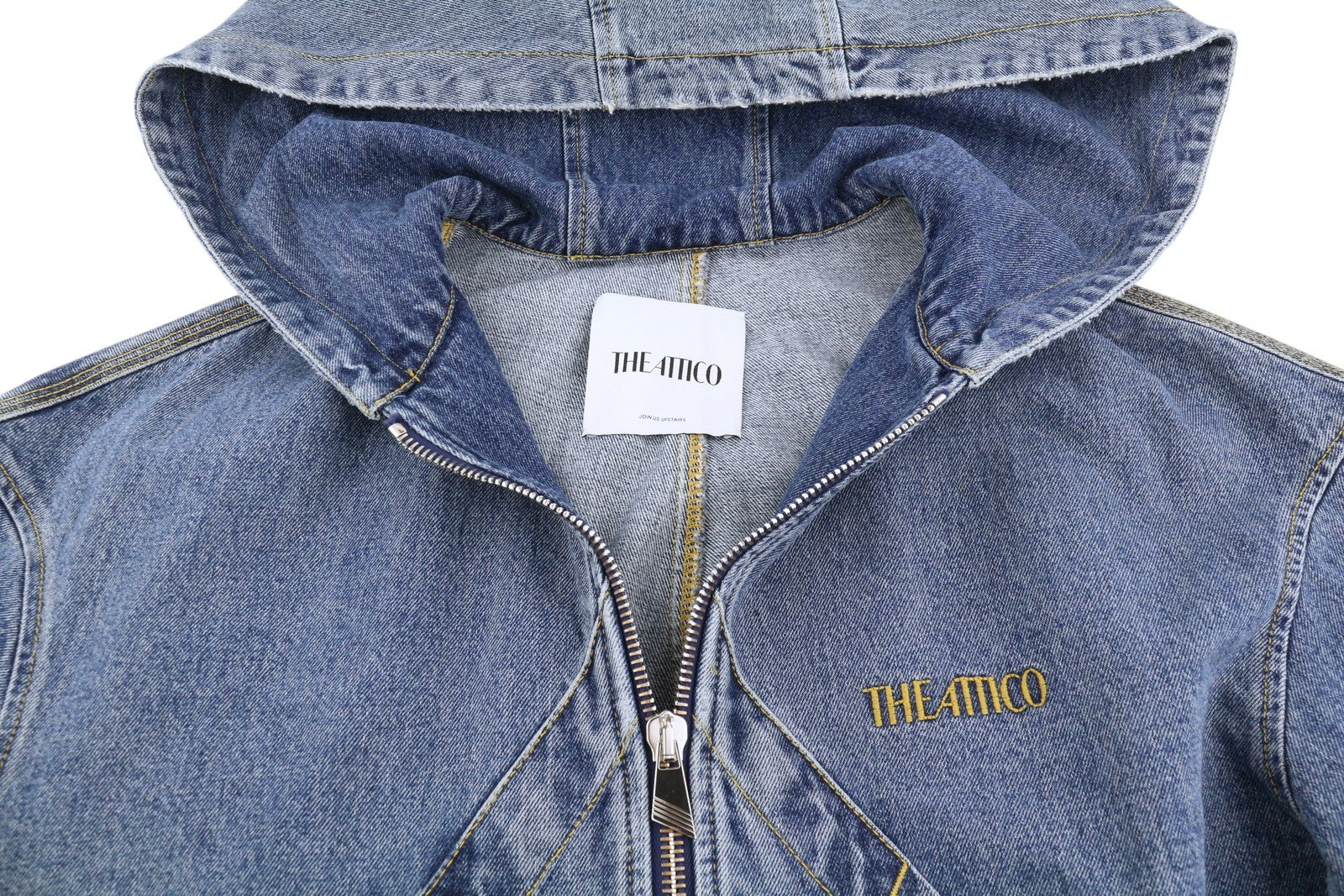 THE ATTICO Women Jacket 38 Blue Denim Bomber Hooded RRP1550