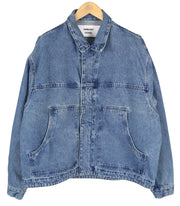 AMBUSH Men Oversized Denim Jeans Jacket L Blue Patch Pockets Zipper