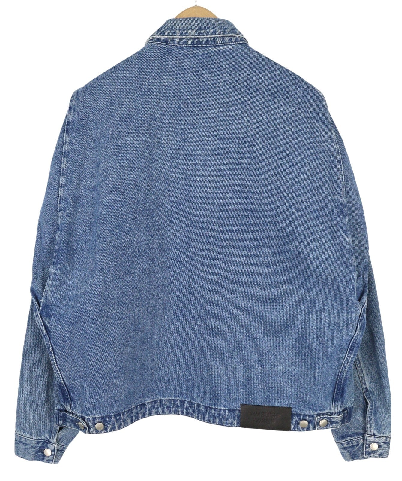 AMBUSH Men Oversized Denim Jeans Jacket L Blue Patch Pockets Zipper