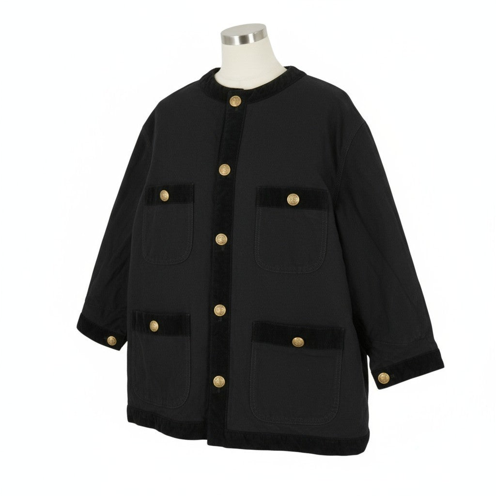 R13 Cord Trimmed Chore Women Jacket M Black Insulated RRP1950