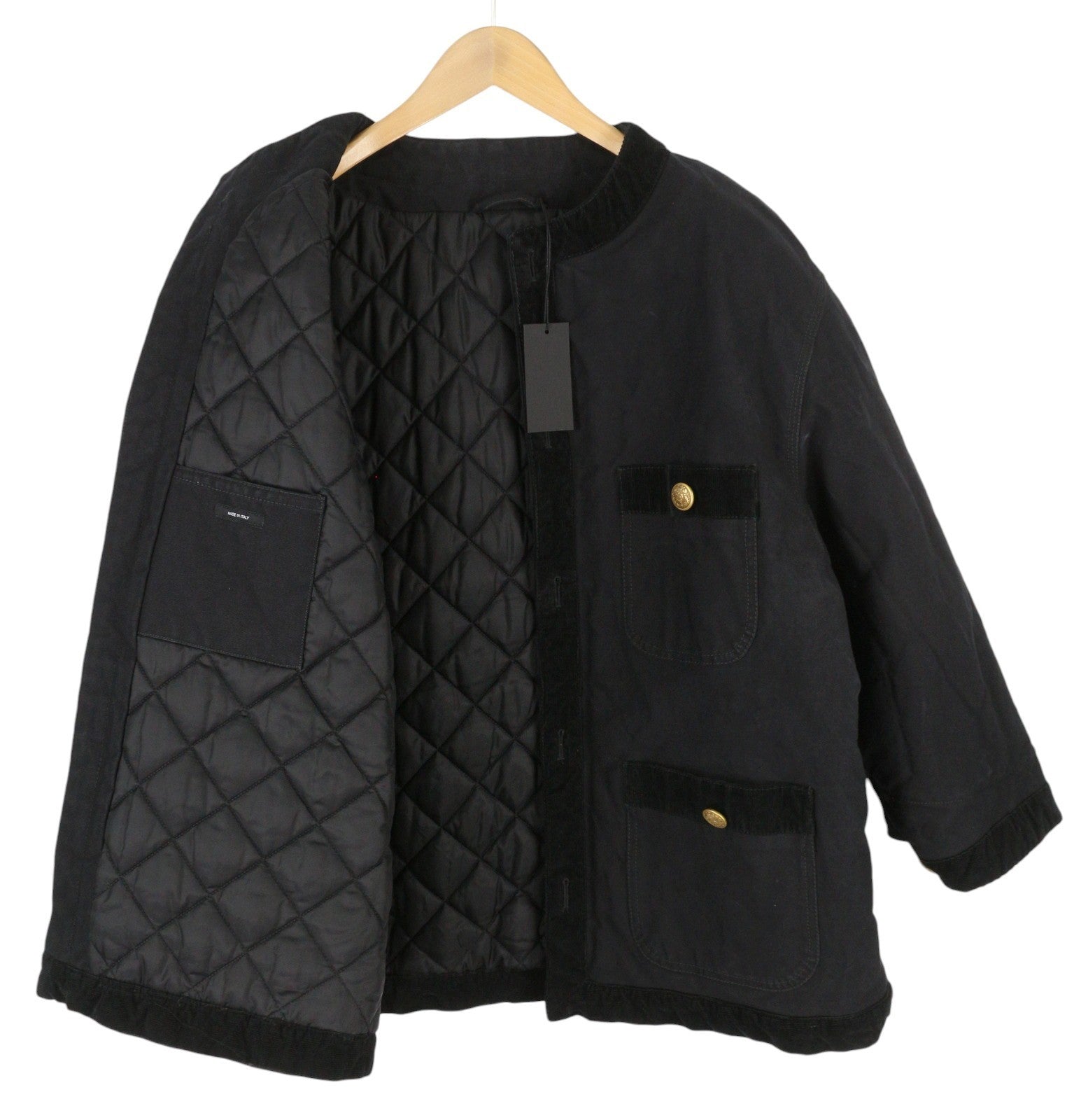 R13 Cord Trimmed Chore Women Jacket M Black Insulated RRP1950