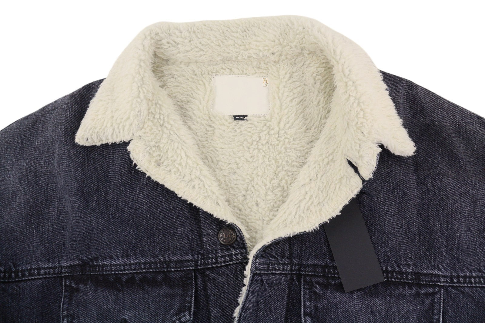 R13 Lyle Trucker Coat Women Jacket M Black Denim RRP999