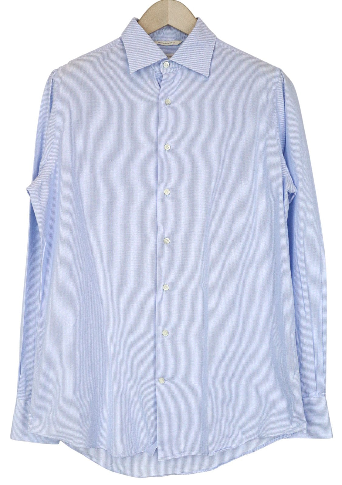 SUITSUPPLY Men Shirt 39 Blue Pinstripe Cutaway