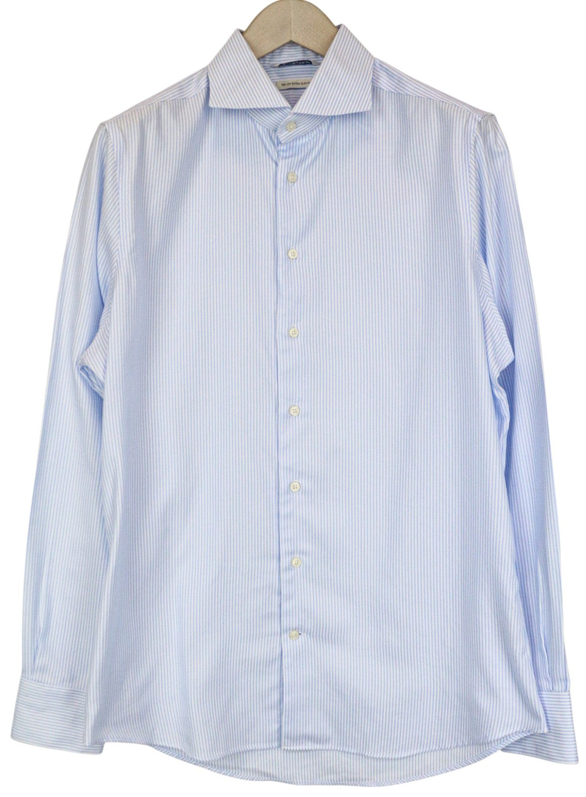 SUITSUPPLY Try On Extra Slim Men Shirt 42 Blue Pinstripe