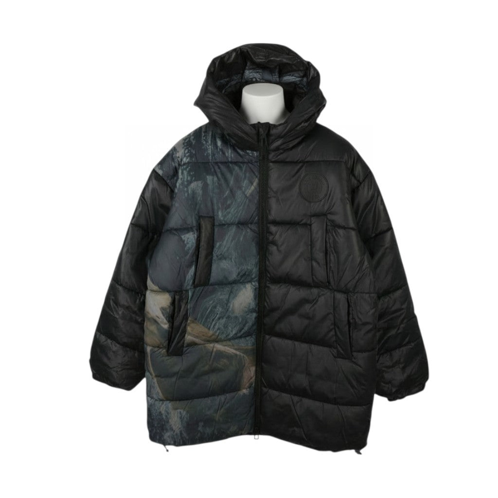 DESIGUAL Chaq Bowie Men Jacket M Black Oversized Quilted Padded Hooded Unisex