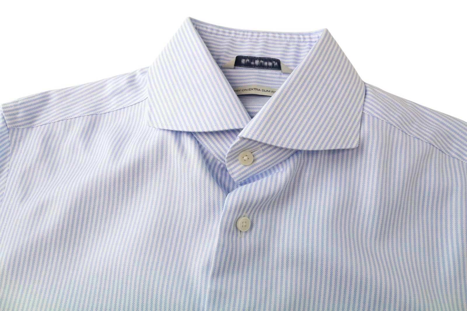 SUITSUPPLY Try On Extra Slim Men Shirt 38L Blue Pinstripe