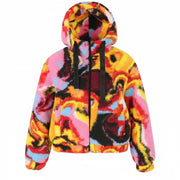 DESIGUAL Chaq Fluor Women Jacket XS Colourful Fluffy Padded Hooded Zip RRP259