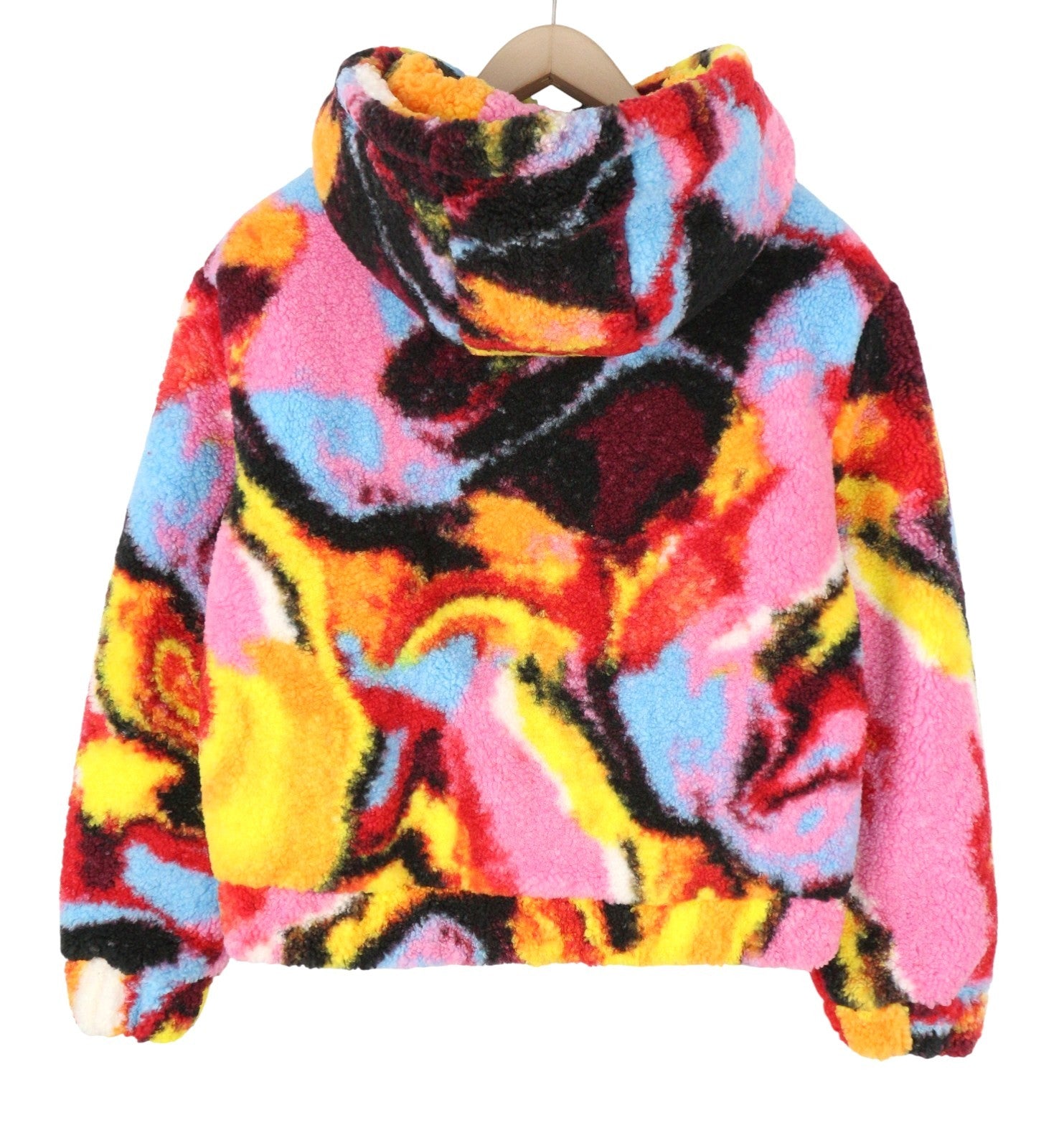 DESIGUAL Chaq Fluor Women Jacket XS Colourful Fluffy Padded Hooded Zip RRP259