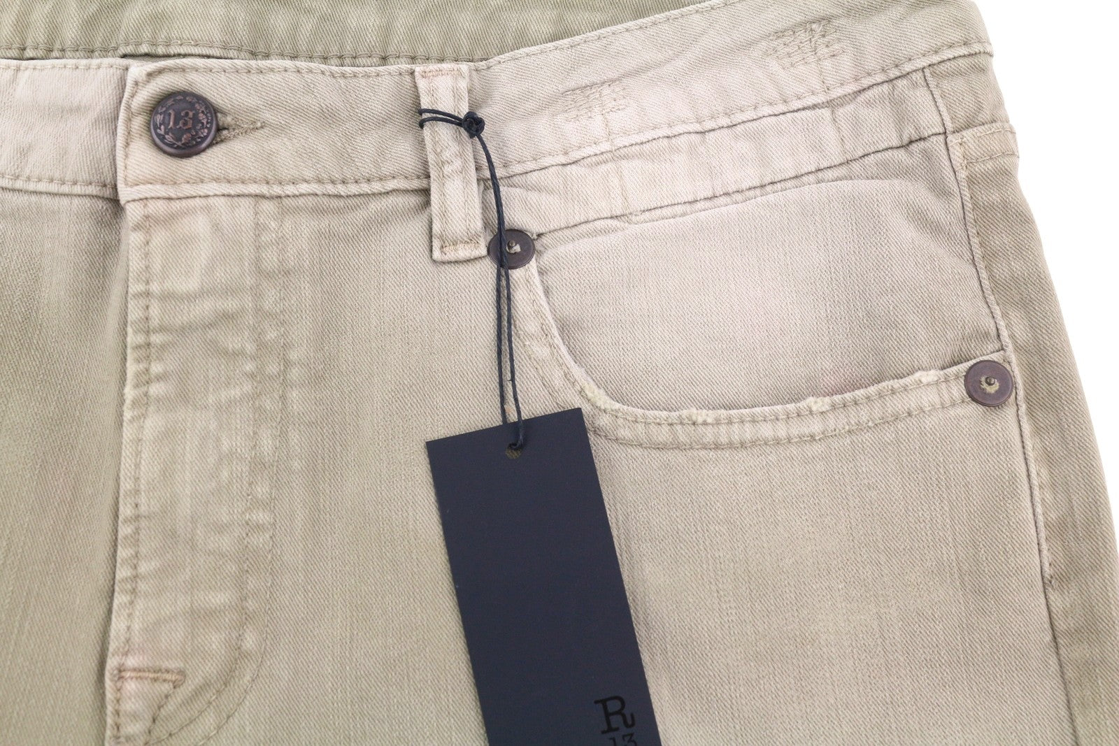 R13 Boy Straight Women Jeans 31 Pebble Stretch Zip