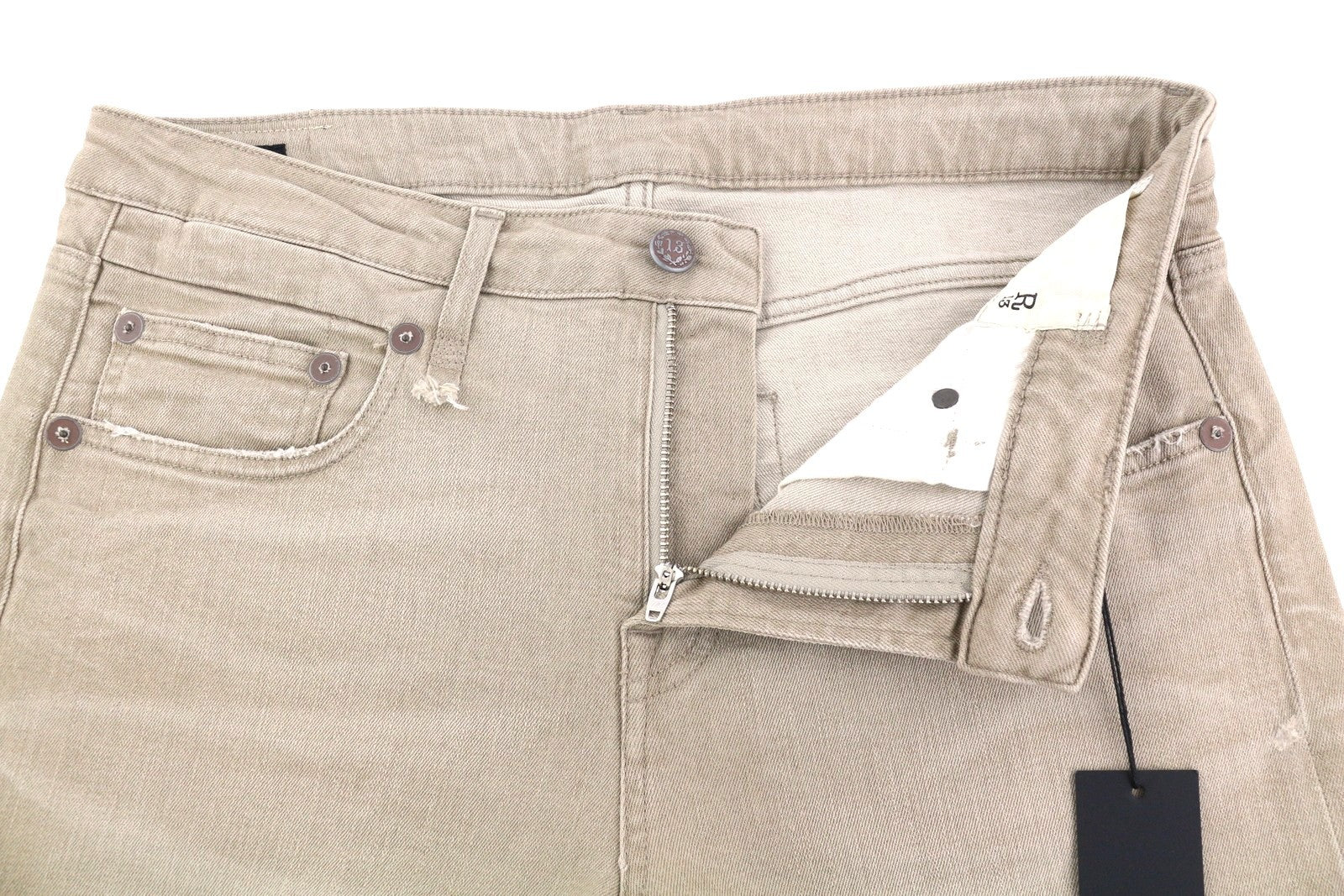 R13 Boy Straight Women Jeans 30 Sand Stretch RRP549