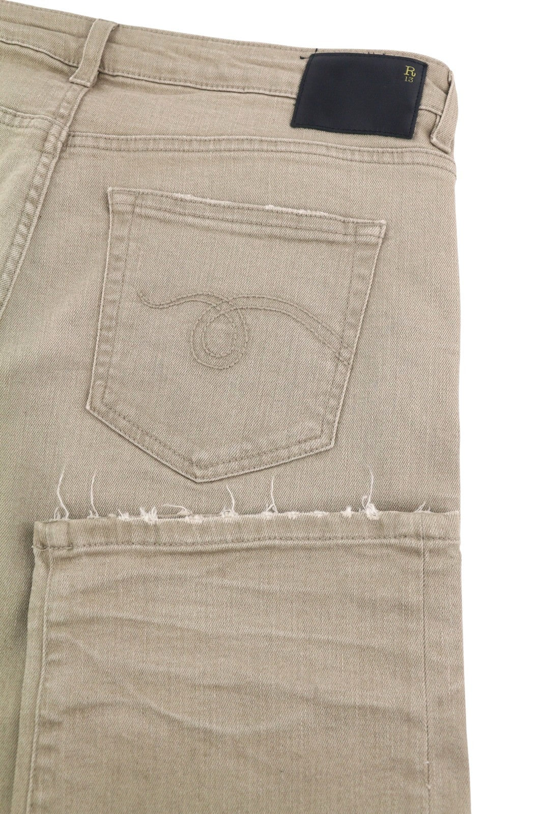 R13 Boy Straight Women Jeans 30 Sand Stretch RRP549