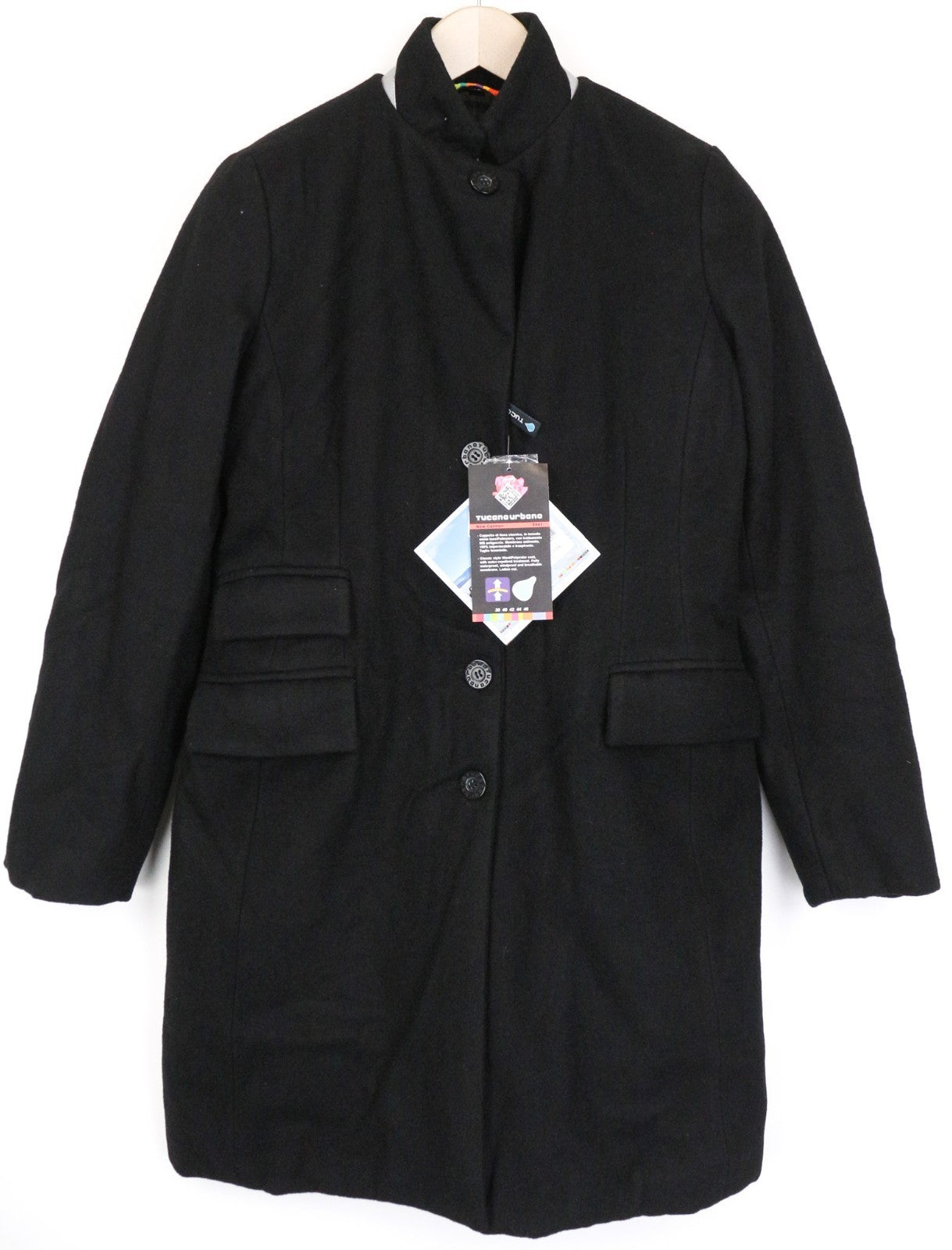 TUCANO URBANO New Carmen Women's Coat IT42 Black Wool Blend Breathable Windproof