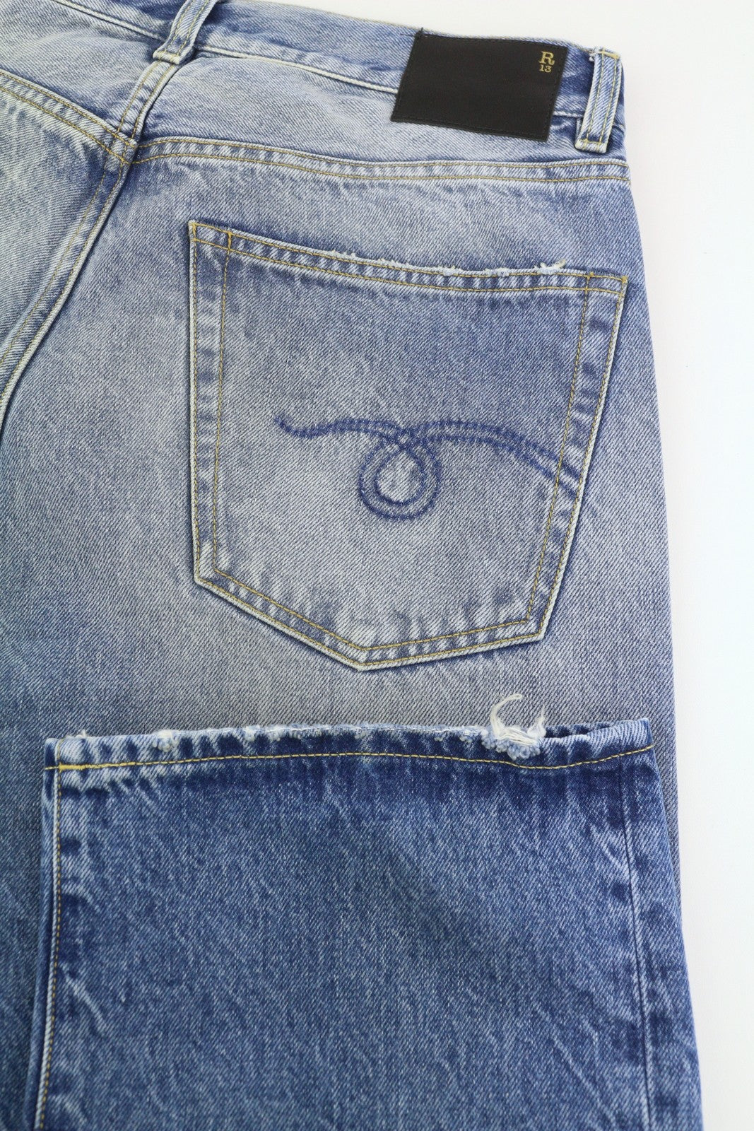 R13 Cuffed X-BF Women Jeans 27 Jasper Whiskers PF25