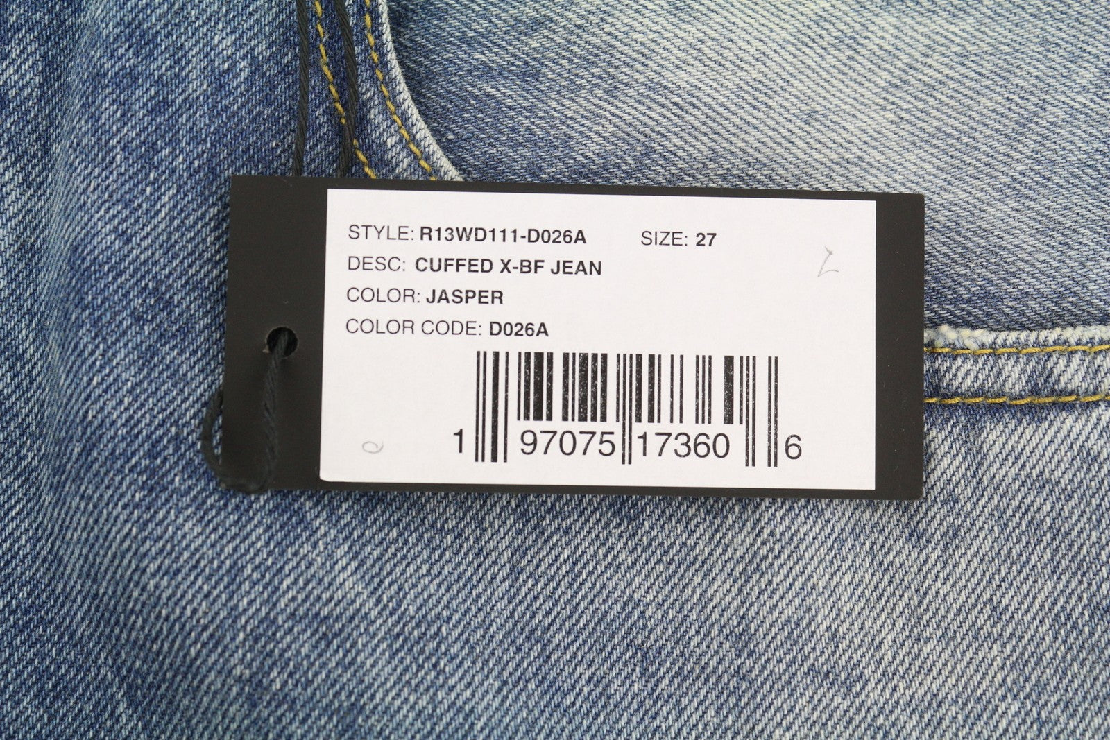 R13 Cuffed X-BF Women Jeans 27 Jasper Whiskers PF25