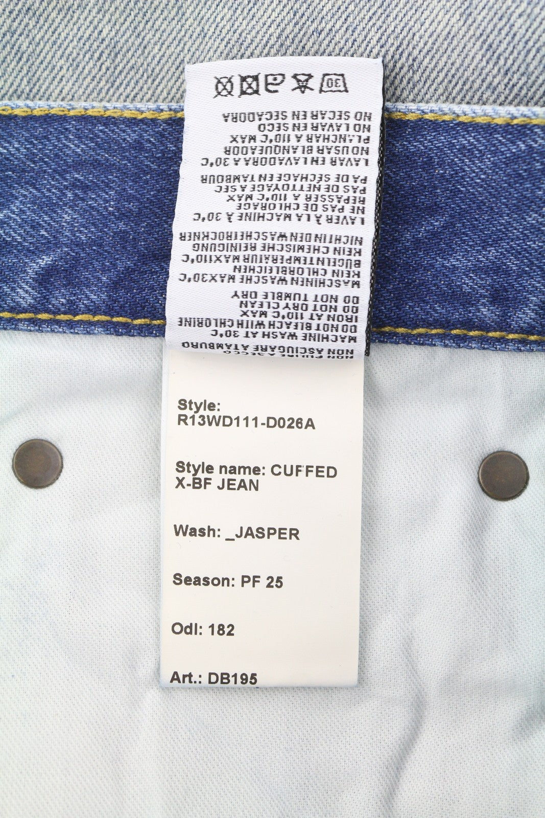 R13 Cuffed X-BF Women Jeans 27 Jasper Whiskers PF25