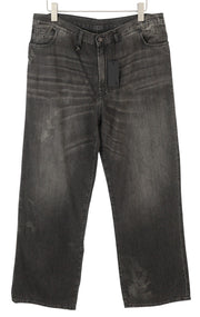 R13 Damon Pleated 28 Women Jeans Ellery Black Whiskers Faded Relaxed