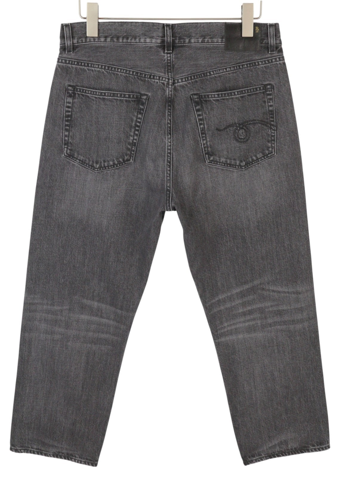 R13 Boyfriend 29 Women Jeans Wilson Black Whiskers Faded Cropped Straight