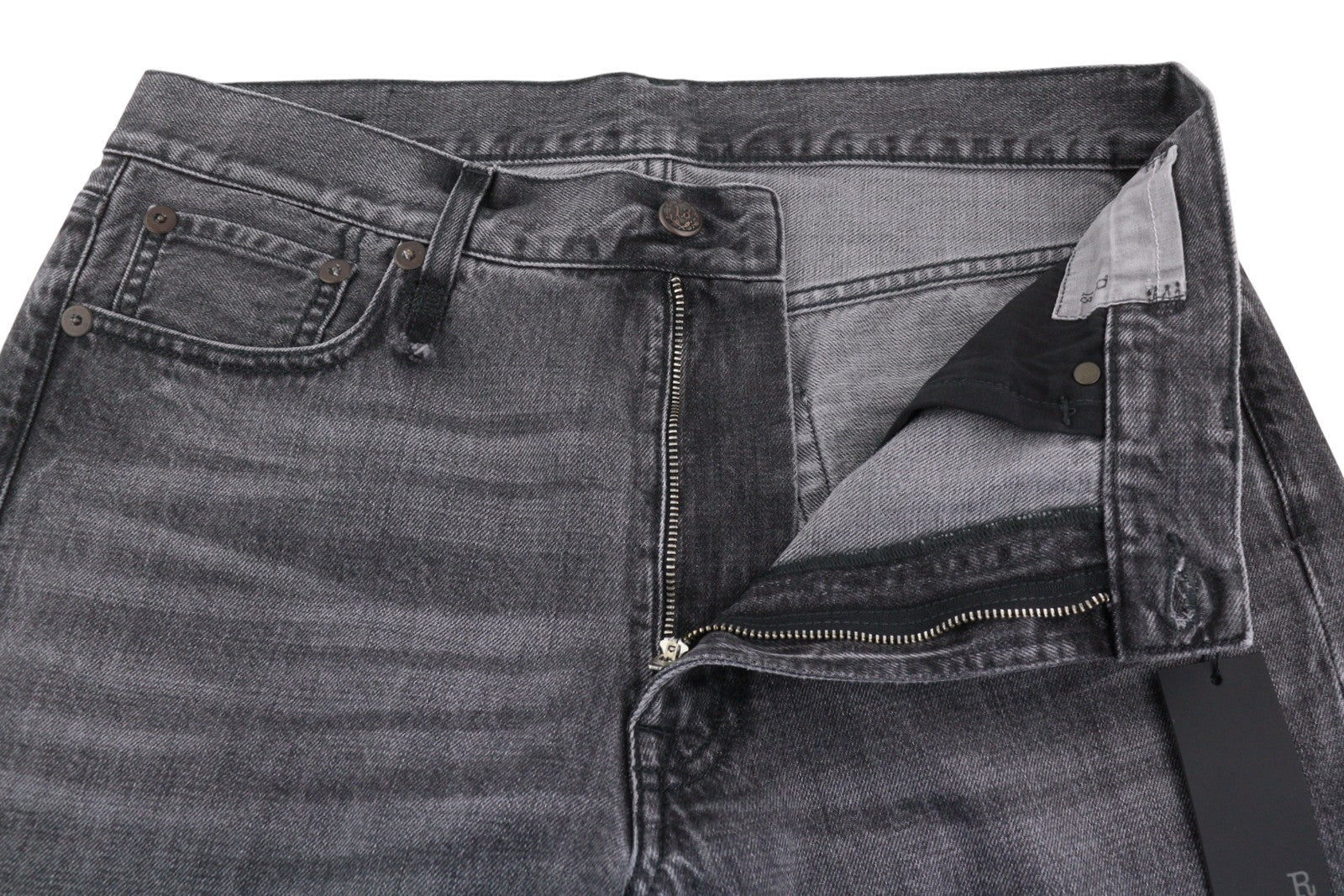 R13 Boyfriend 29 Women Jeans Wilson Black Whiskers Faded Cropped Straight