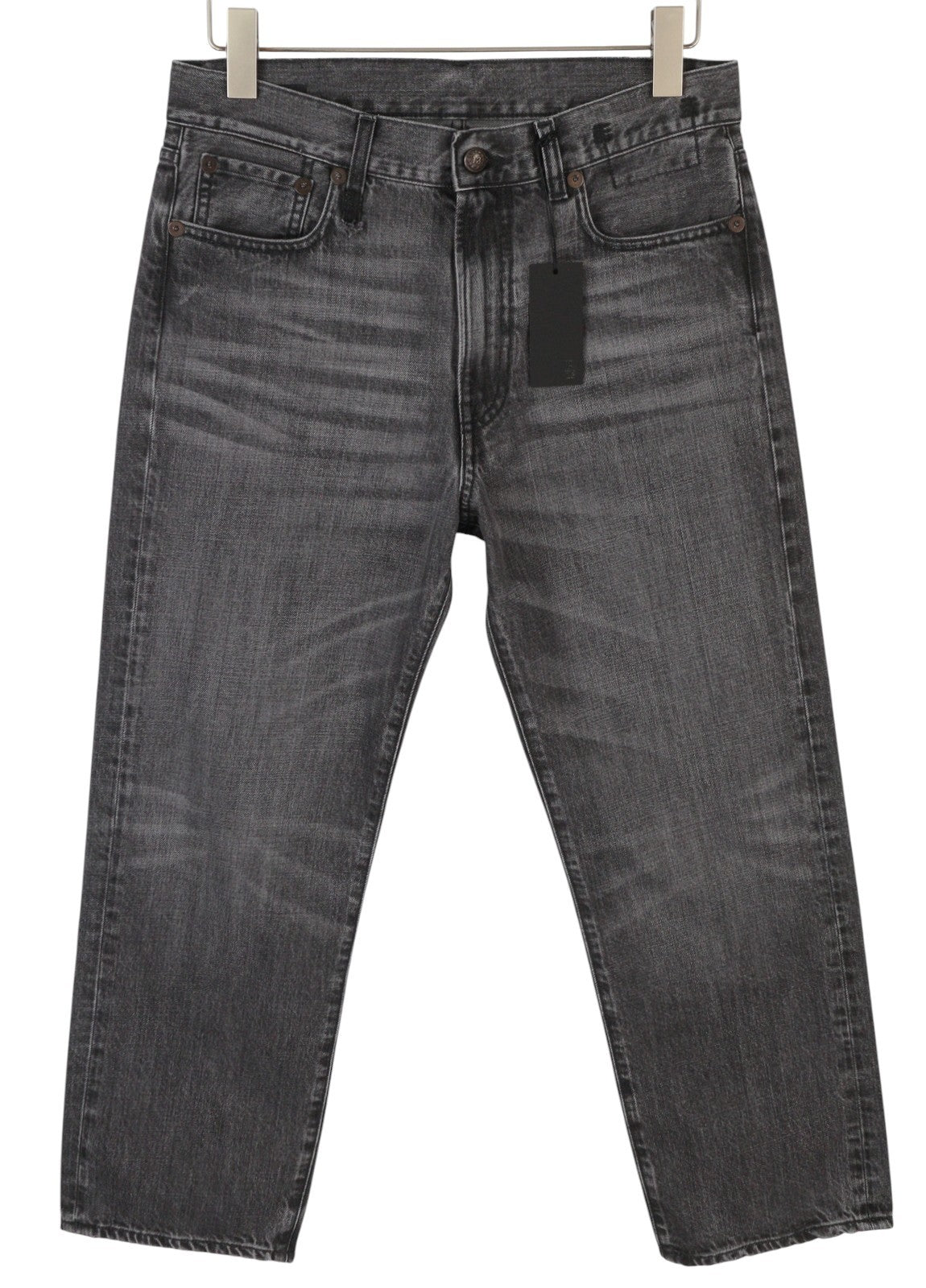 R13 Boyfriend 27 Women Jeans Wilson Black Whiskers Faded Cropped Ankle