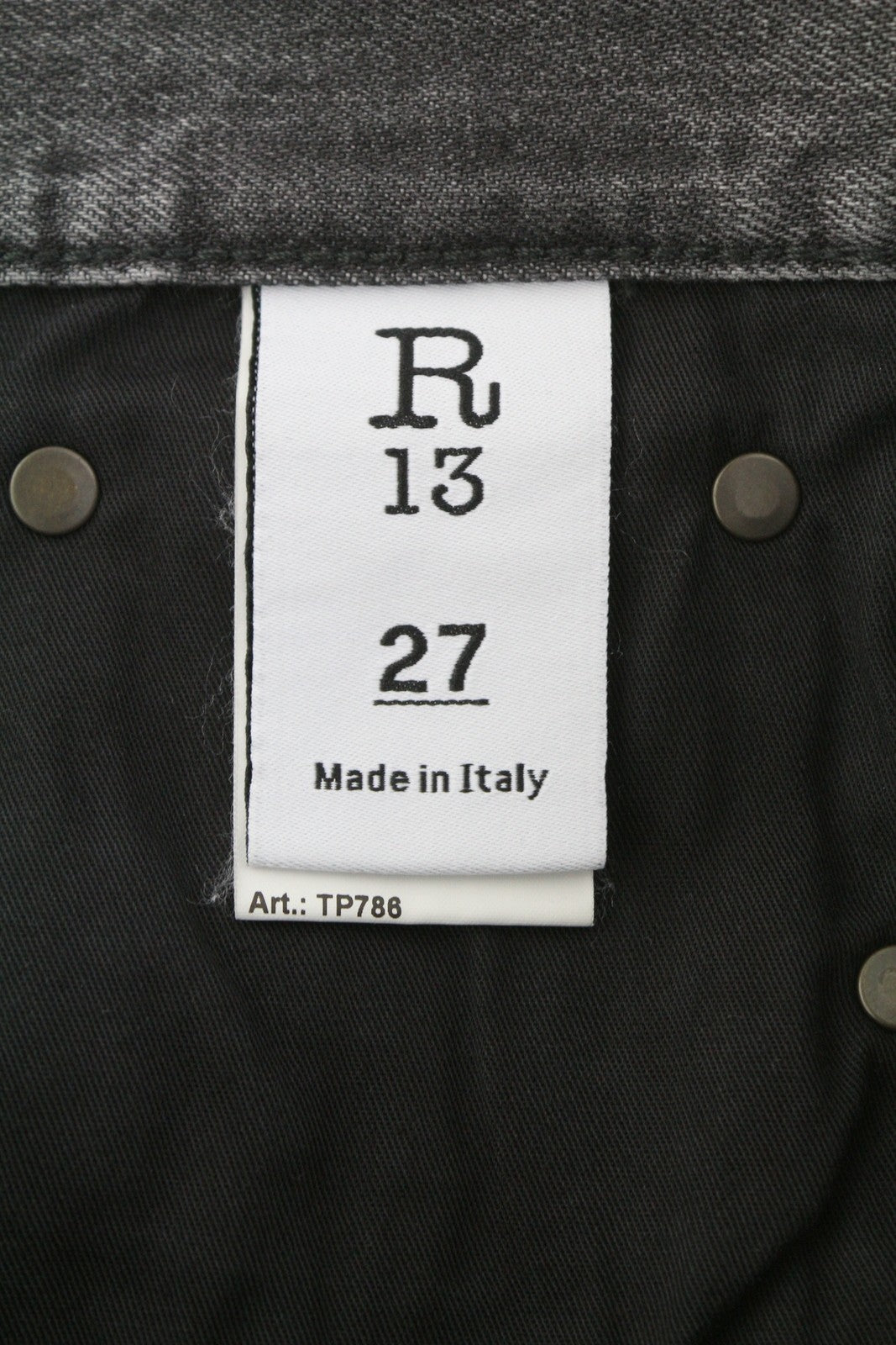 R13 Boyfriend 27 Women Jeans Wilson Black Whiskers Faded Cropped Ankle