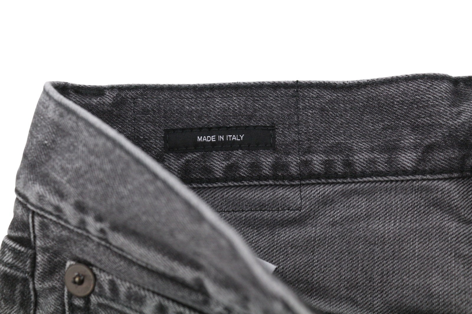 R13 Boyfriend Women Jeans 23 Wilson Black Whiskered Faded Denim Cropped PS25