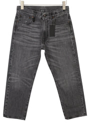 R13 Boyfriend Women Jeans 26 Wilson Black Whiskered Washed Denim Cropped PS25