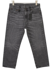R13 Boyfriend Women Jeans 28 Wilson Black Aged Fade Denim Cropped Zip PS25