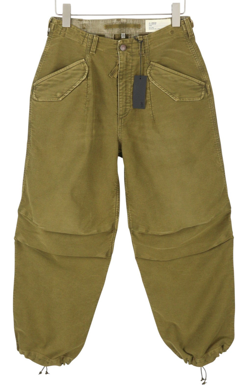 R13 Ankle Military Women Trousers 27 Olive Faded Moleskin Straight FW25 RRP1199