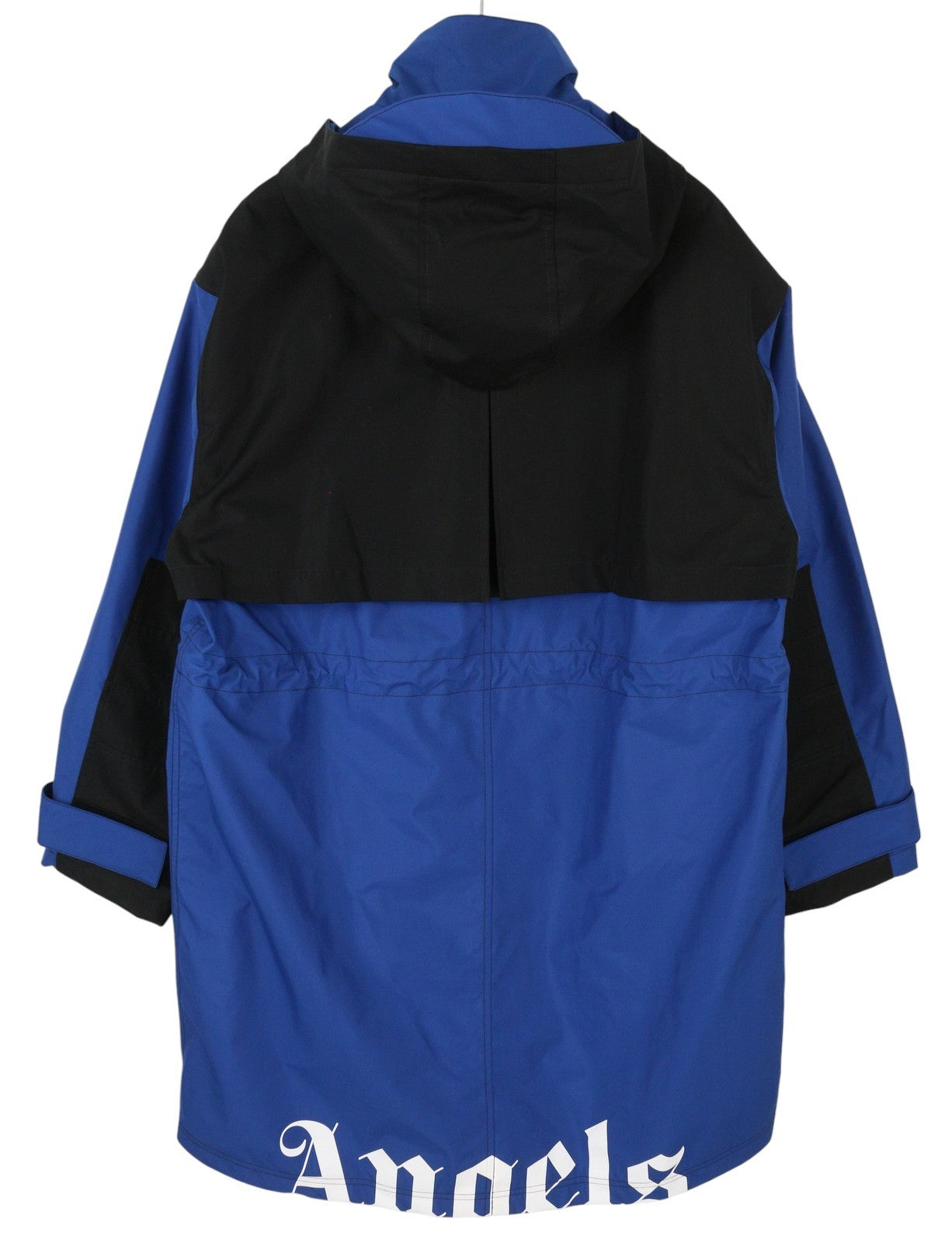 PALM ANGELS Men Jacket S Blue Hooded Overcoat Drawstring Waist Zip RRP1250