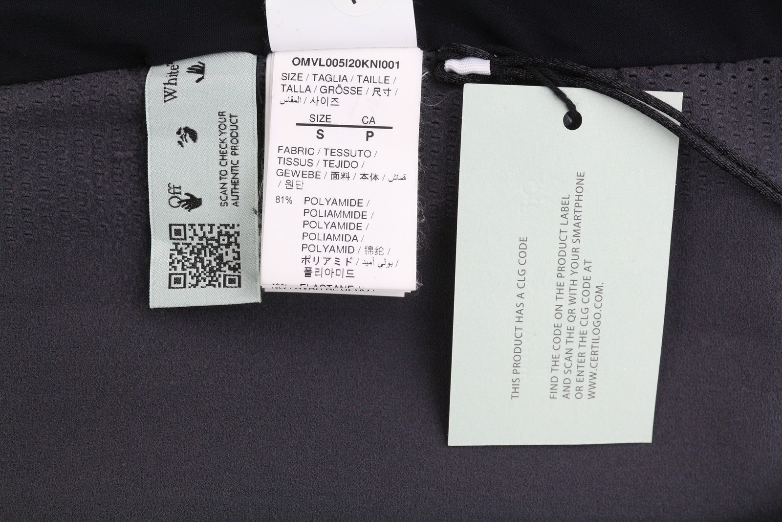 OFF-WHITE Active Windblock Seamless Men Jacket S Dark Grey Light RRP1250