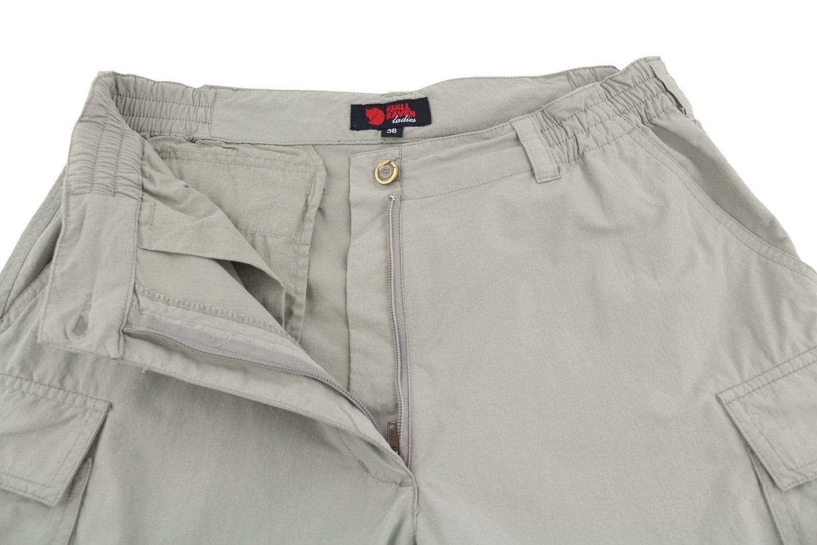 FJALLRAVEN Women Trousers 38 Grey Zip Fly Convertible 2in1 Trekking Shorts