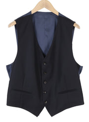 SUITSUPPLY Ferrara Men Waistcoat UK46S Dark Blue Wool Button Front Vest