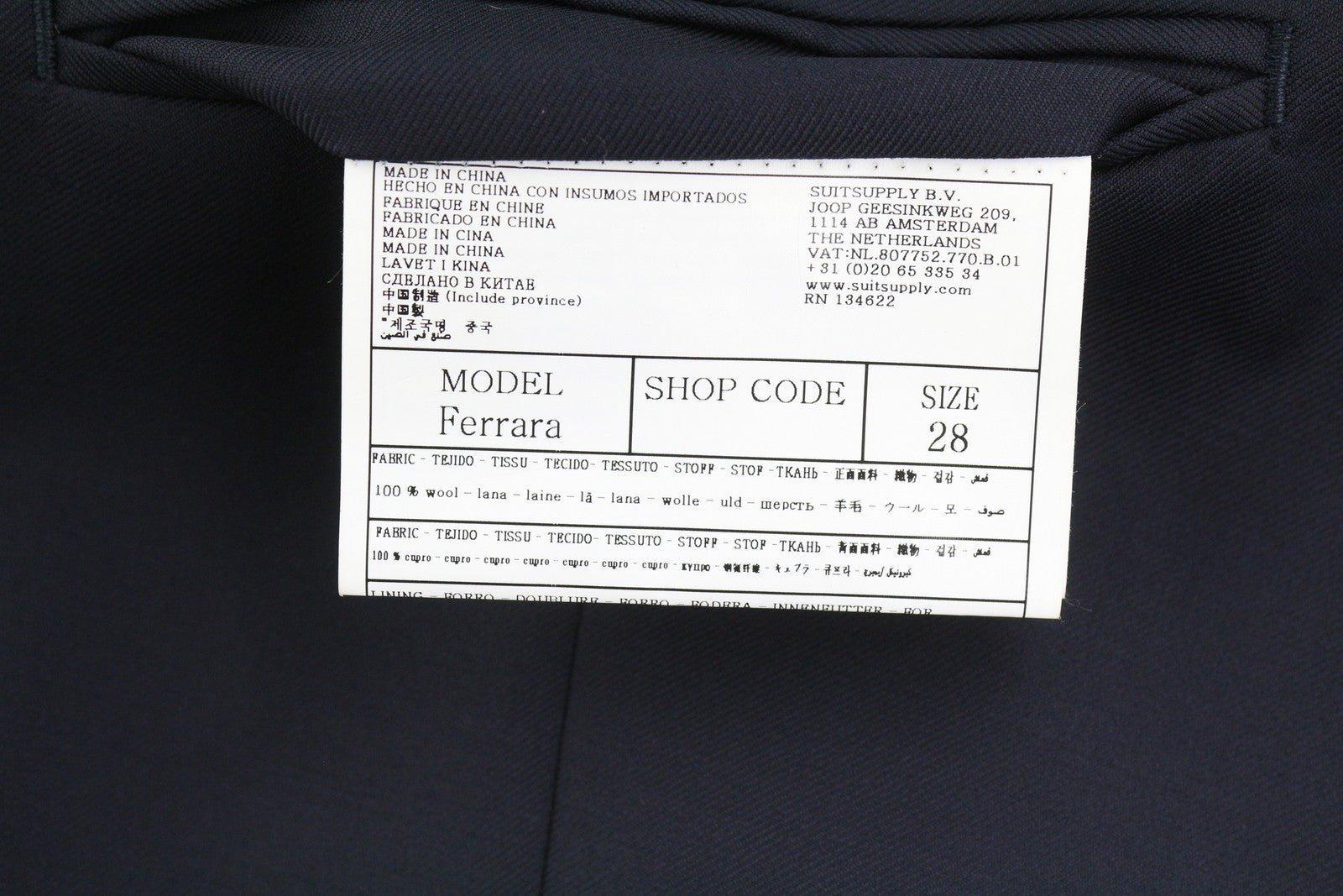 SUITSUPPLY Ferrara Men Waistcoat UK46S Dark Blue Wool Button Front Vest