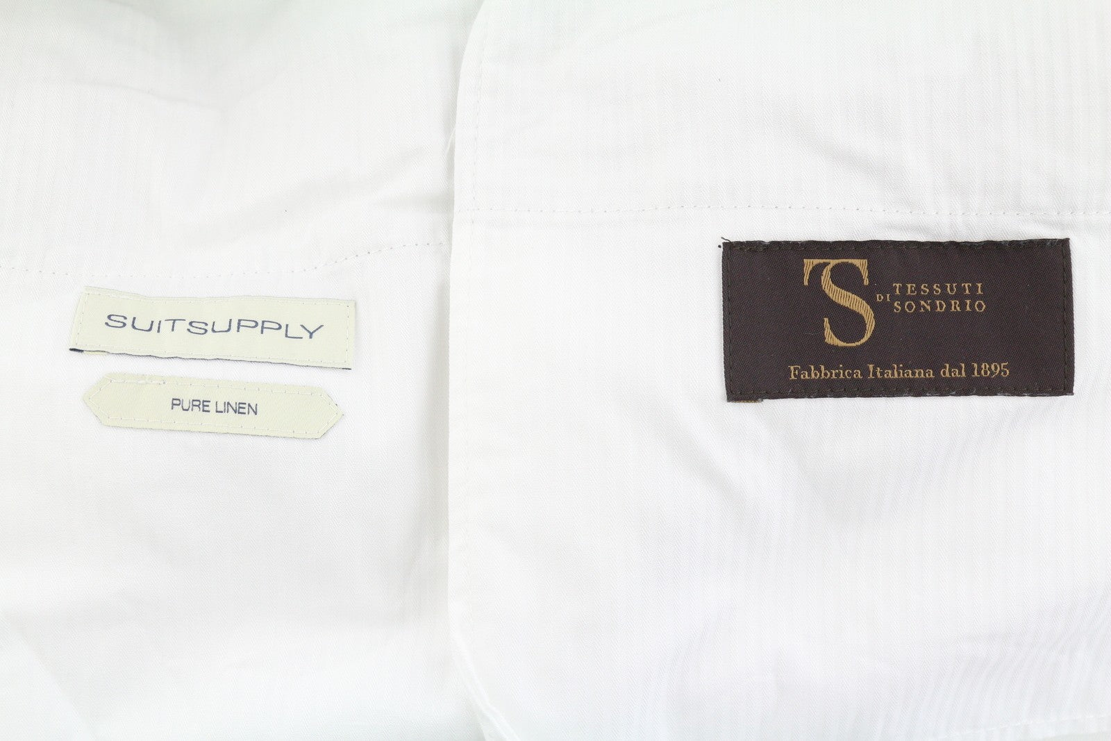 SUITSUPPLY Soho Men Trousers UK26R Light Grey Linen Patterned Tapered